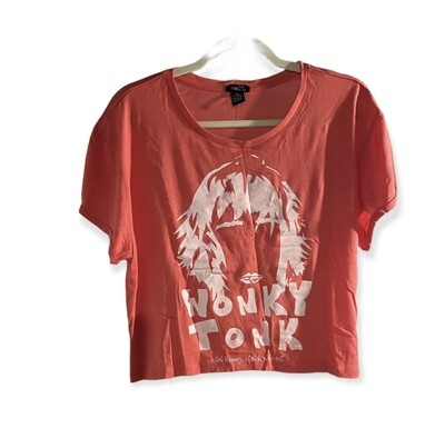 ONE OF A KIND Coral Wonk Face Crop Top - Women's L/XL