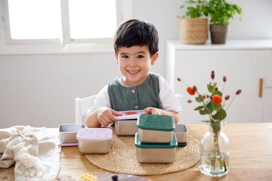 Snack box set 3pcs smiley green