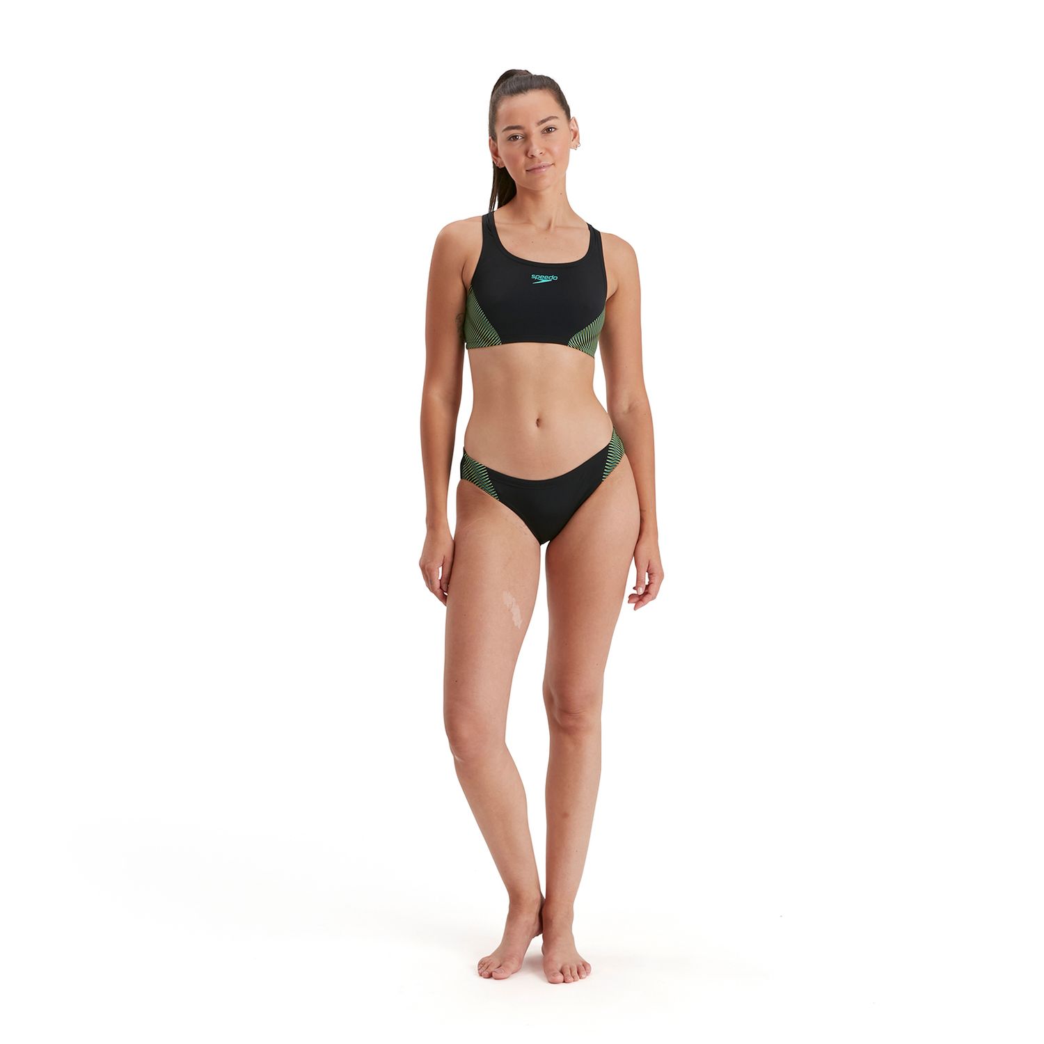 Speedo 2 Delig badkostum black/green sport