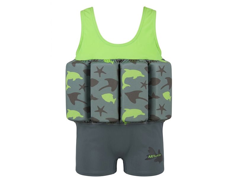 archimede Drijfpakje stripes grijs/groen whale