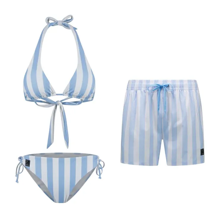 Bikini blauw met strepen