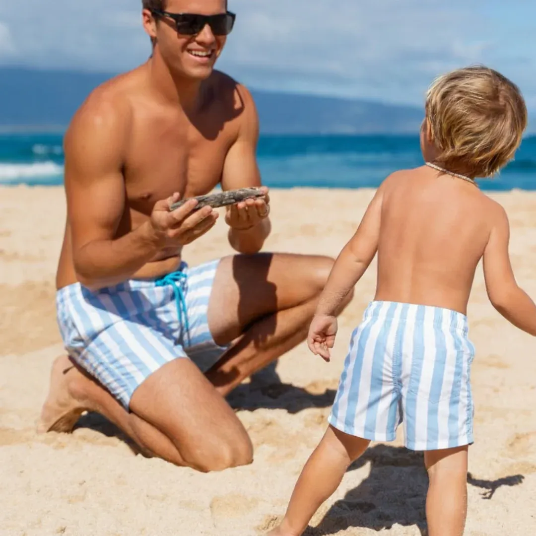 Zwemshort blauw met strepen
