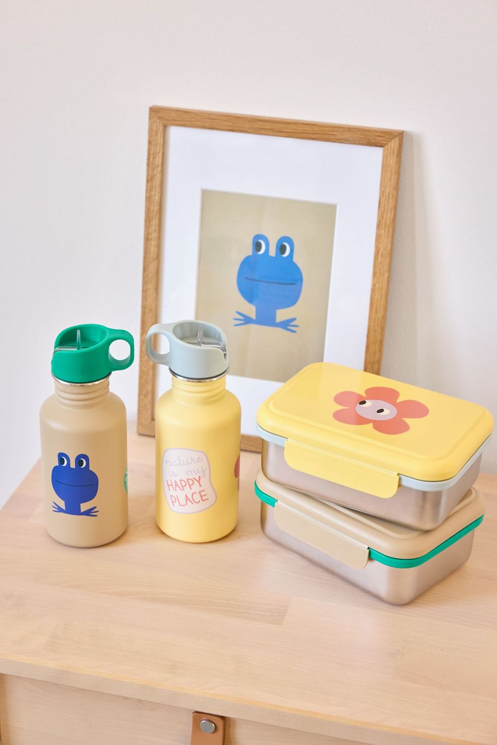 Lunch box stainless steel yellow flower