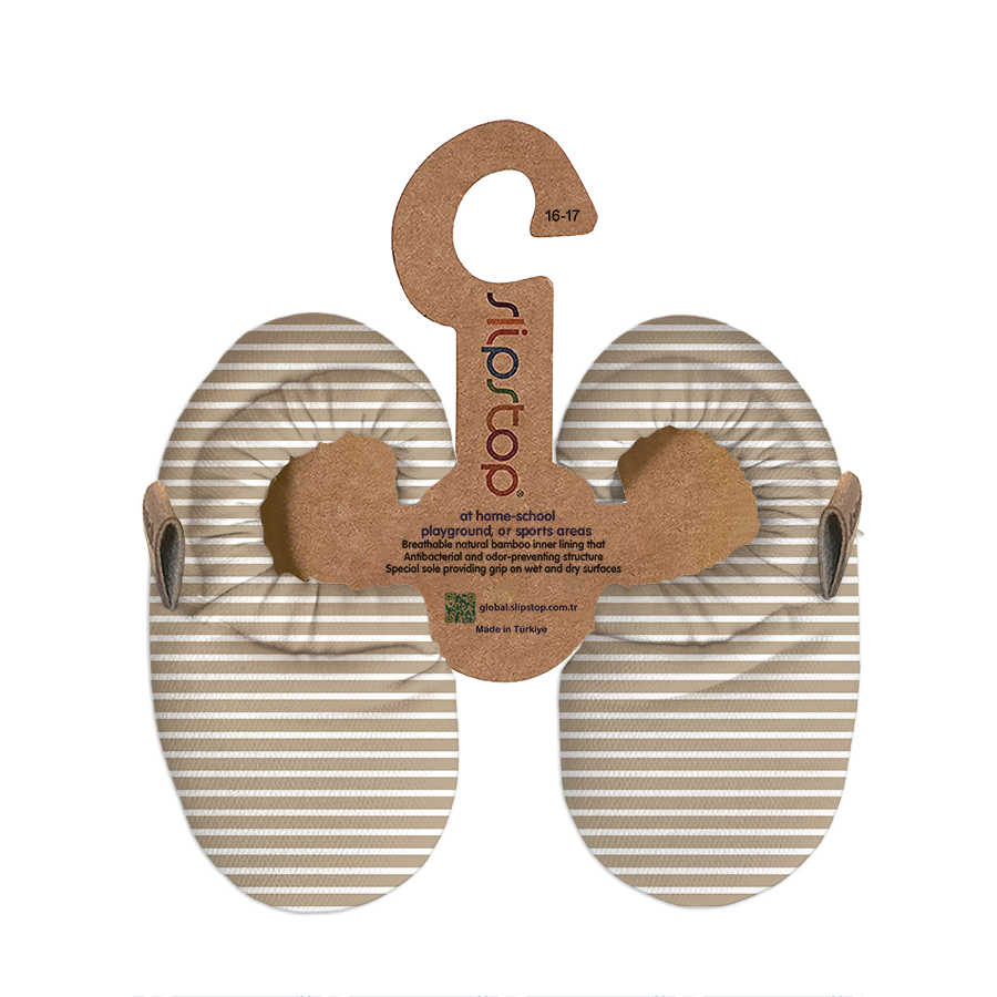 Slip stop booties Canvas stripes