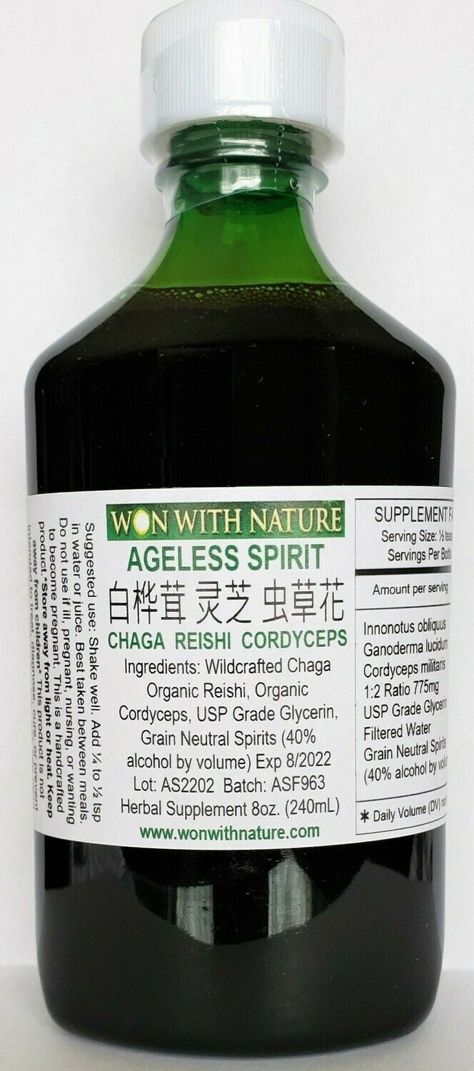 Ageless Spirit. Chaga-Reishi-Cordyceps. Free Shipping.