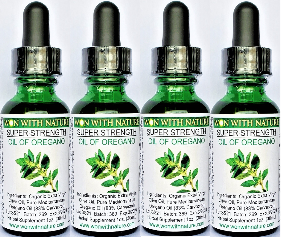 Super Strength Oil of Oregano.  Four 1 Ounce Bottles. Free Shipping.