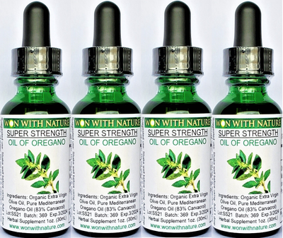 Super Strength Oil of Oregano.  Four 1 Ounce Bottles. Free Shipping.