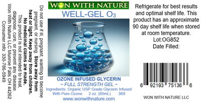 "WELL-GEL O3"     Ozone Infused USP Grade Organic Glycerin.    2oz. bottle. Buy 3, Get 1 Free. Shipping Included.