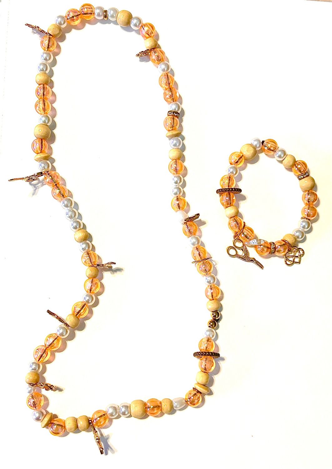 Peach Gold Plated Charm Waistband set