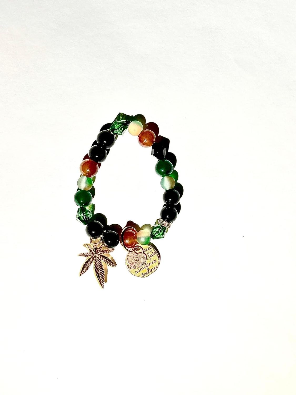 4/20 Gold Plated Green Orange Bracelet