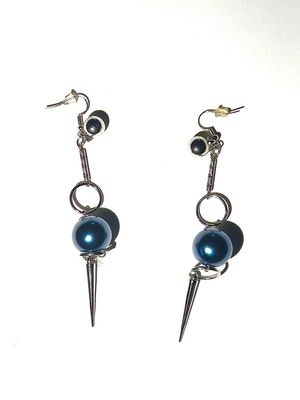 Teal Silver Chain Earrings