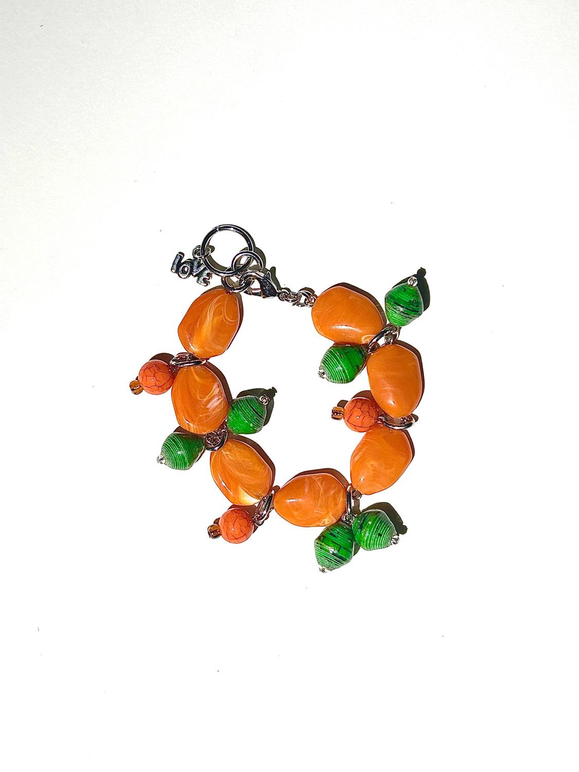 Orange/Green Silver Bracelet