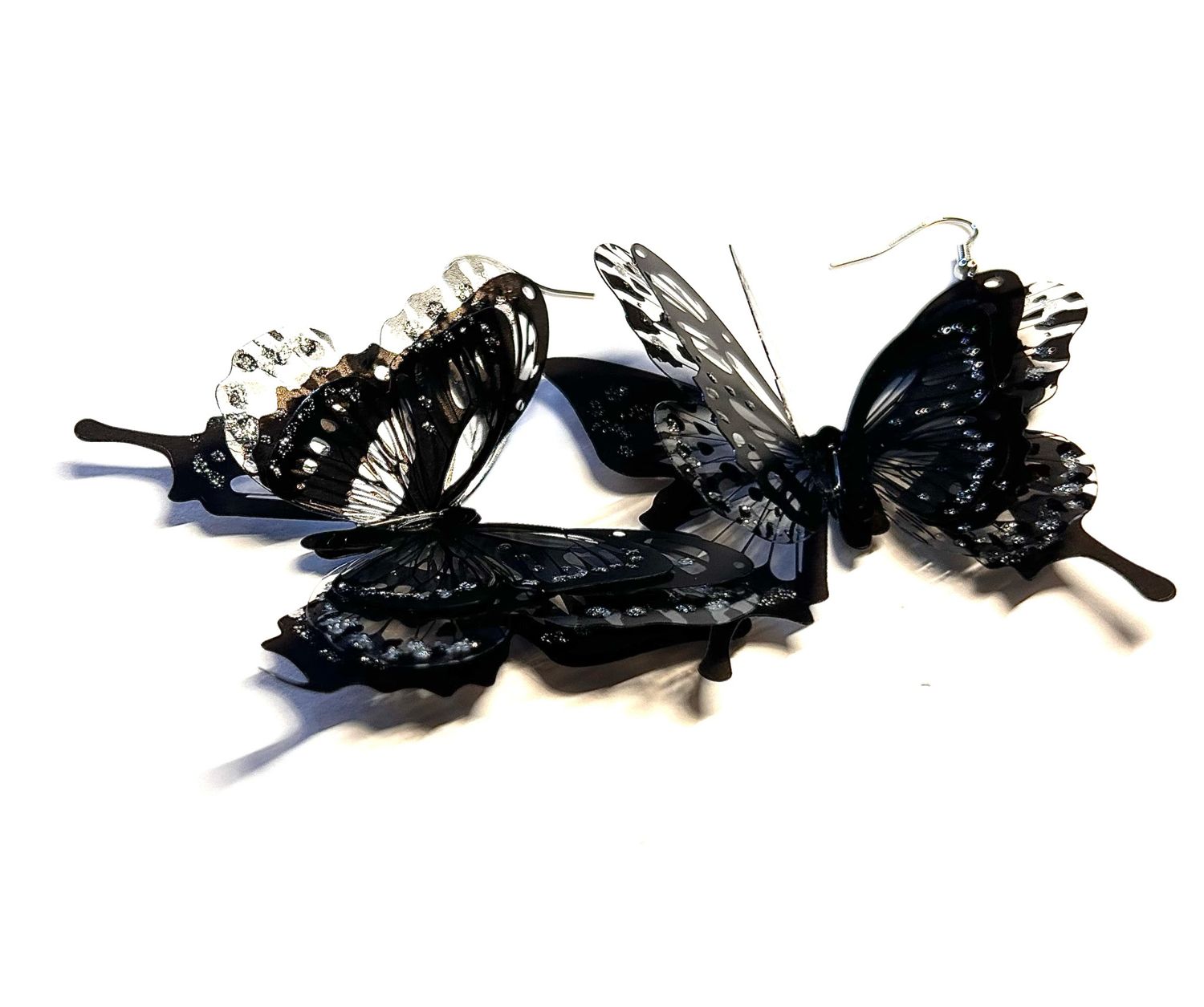 3D Black Butterfly Earrings