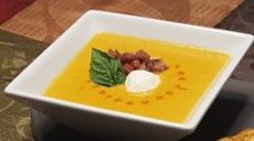 Yellow tomato/ basil soup