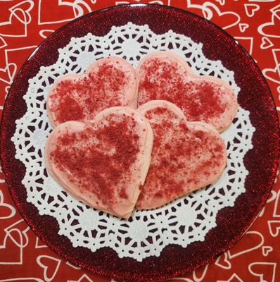 Heart shaped Strawberry sugar cookies