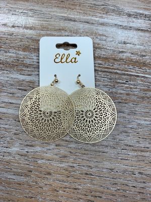 Gold Mandala Design Earrings