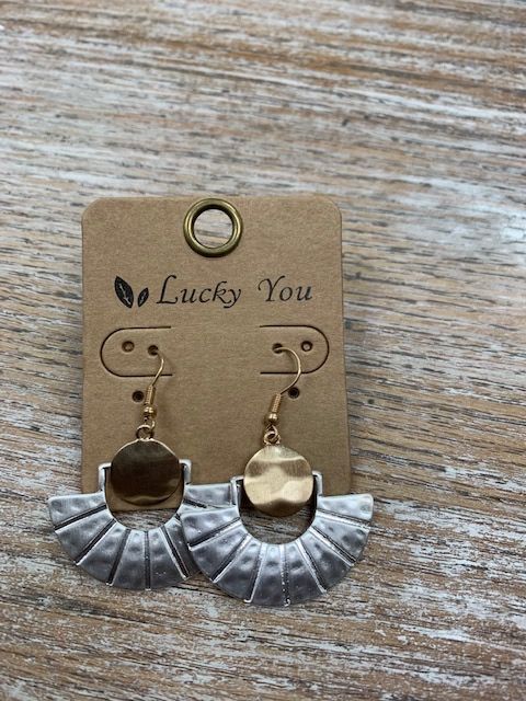 Gold Circle Silver Shape Earrings