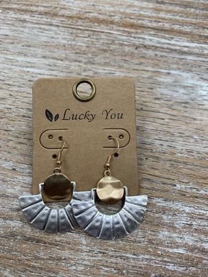 Gold Circle Silver Shape Earrings