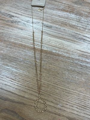Long Gold Beaded Chain Pendant Necklace