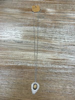 Long Silver Tan Pendant Necklace