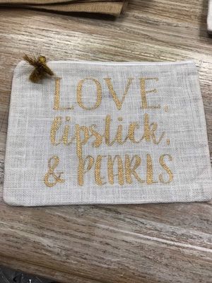 Lipstick White Jute Bag