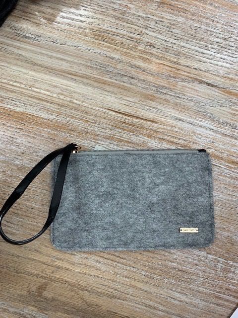 Gray Felt Zip Clutch