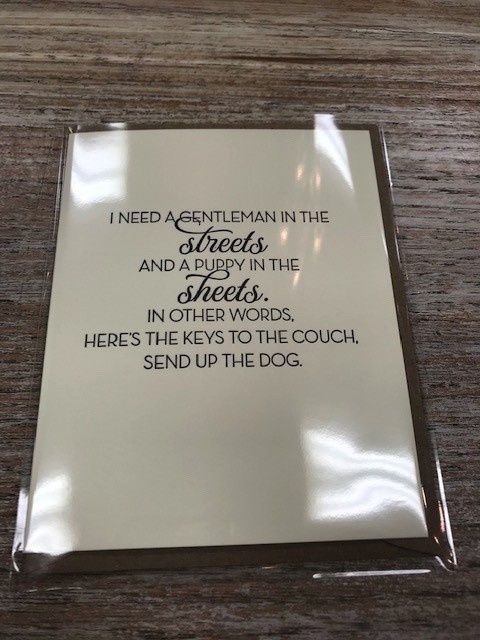 Puppy In The Sheets Card