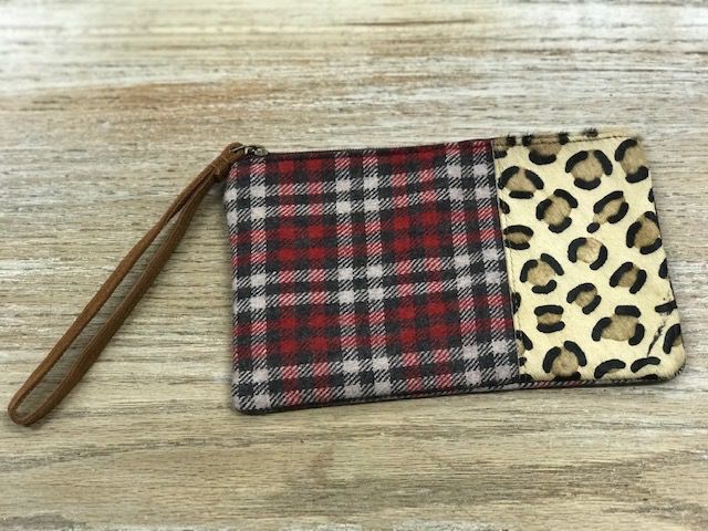 Plaid Leopard Zip Pouch
