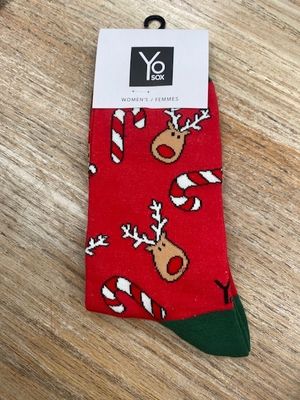 Women’s Crew Socks- Rudolph