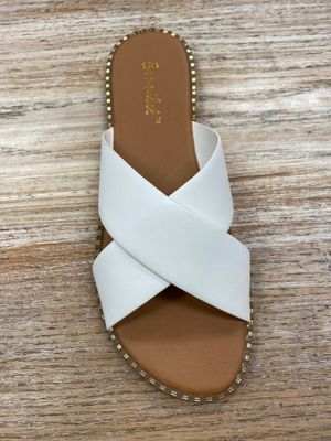 White criss cross sandal