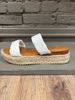  Magie White Braided Espadrille Slide Sandals