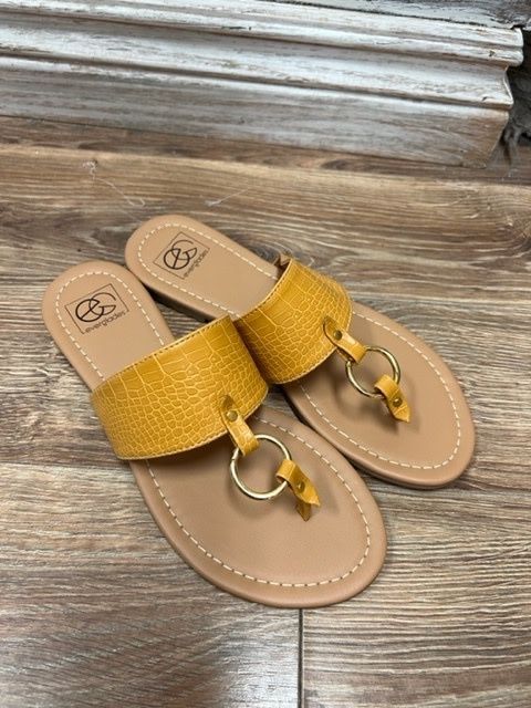 Lexi Mustard Croc Ring Sandal