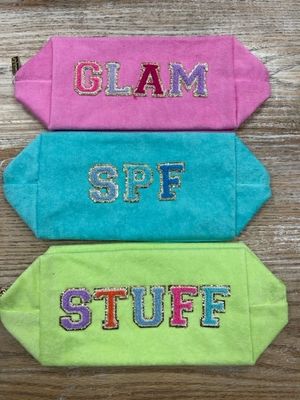 Terrycloth Patch Zip Pouch 