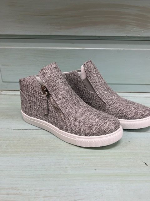 Fast Gray Burlap Zip Sneaker