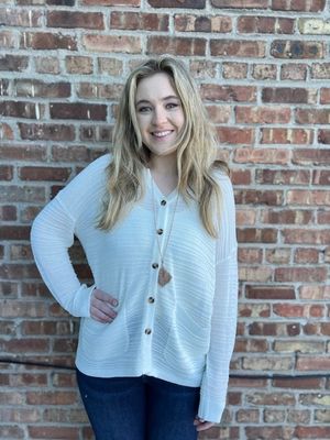 Cain Textured White Cardigan 