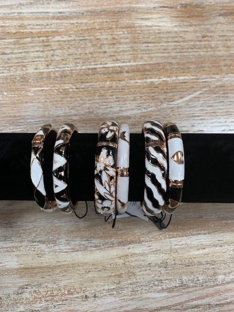 Black White Zinc Alloy Bracelets
