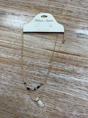 Double Gold Bead Gem Necklace