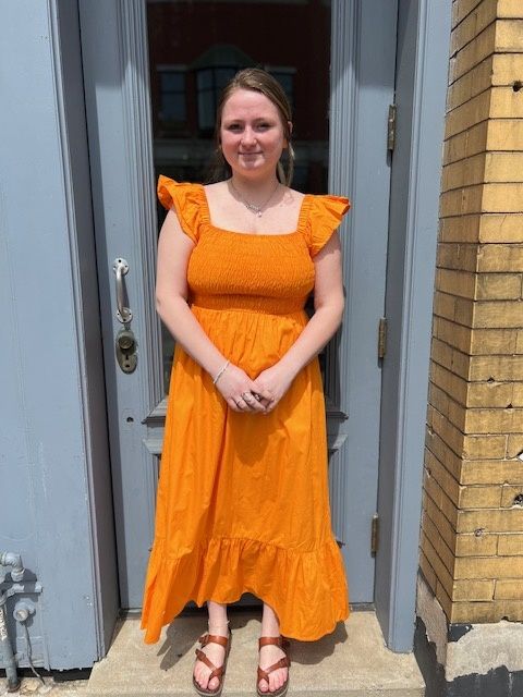 Keya Orange Smocked Maxi Dress