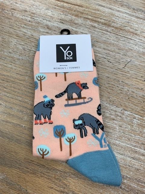 Women's Crew Socks- WinterRaccoon