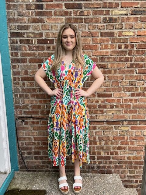 Lily Abstract Tiered Smock Midi Dress