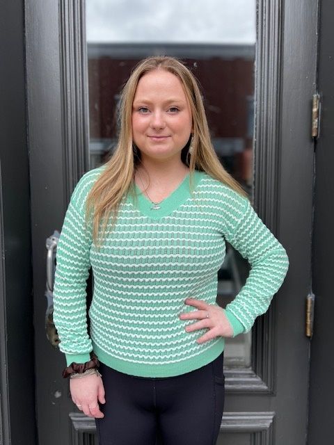 Tinley Seafoam Wavy Striped Sweater