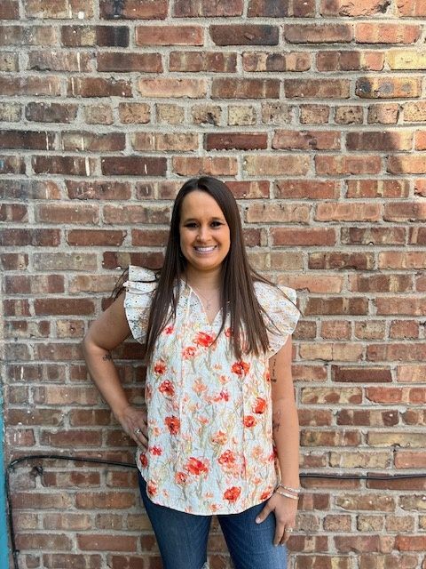 Marlowe Floral Eyelet Tie Top