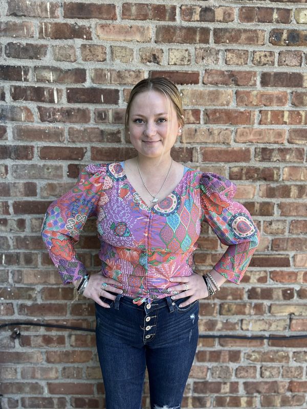 Karla Coral Drawstring Blouse