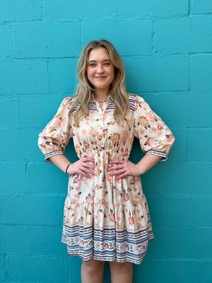 Audrey Print Balloon Sleeve Dress