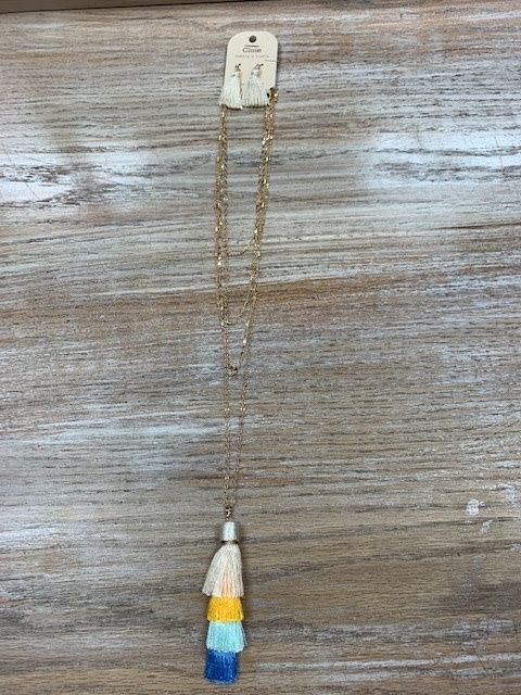 Gold Multi Chains w/ Tassel Necklace