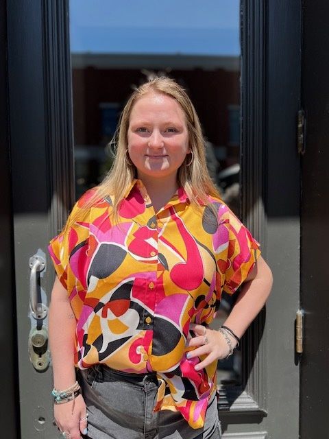 Emery Satin Print Button Top