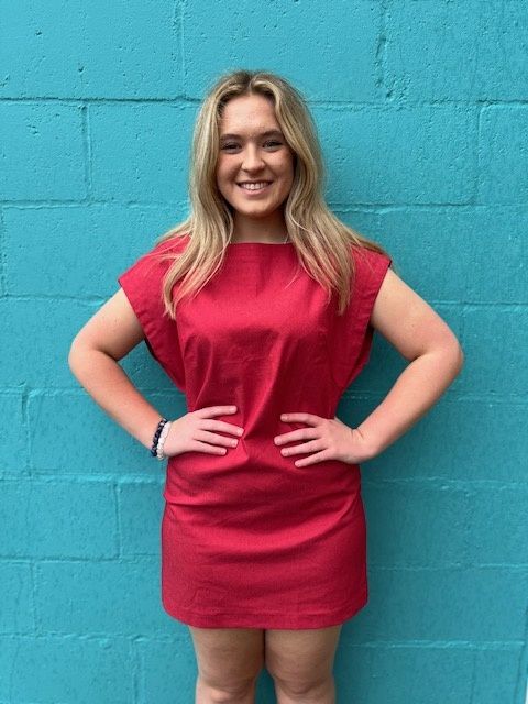 April Berry Open Button Back Dress