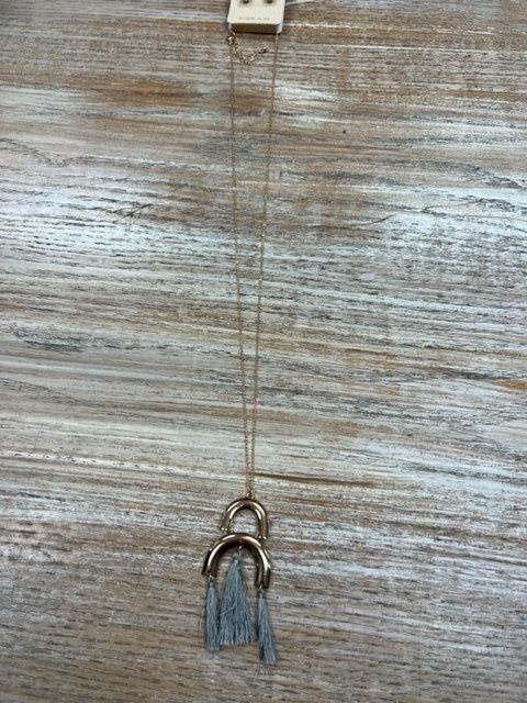 Long Gold Arch Tassel Necklace