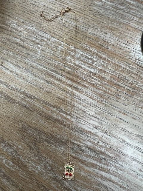 Gold Cherry Pendant Necklace