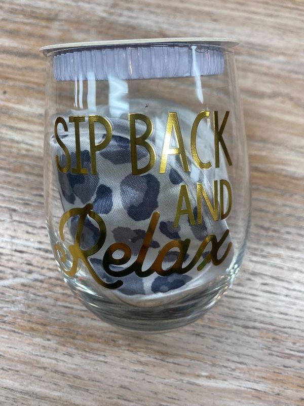 Sip back and relax wine glass and mask